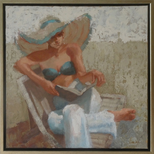 Jane Austin & A Warm Breeze 24x24 $1275 at Hunter Wolff Gallery